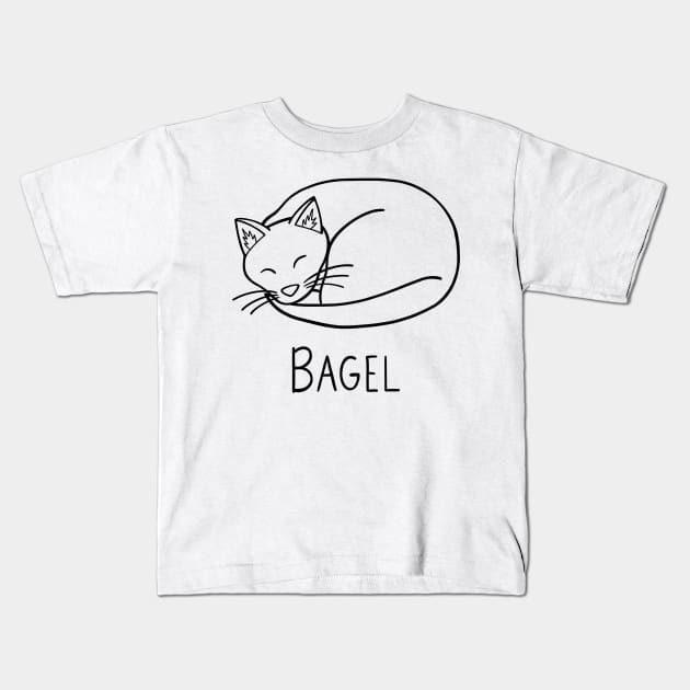 Cat bagel Kids T-Shirt by carolinewillustration